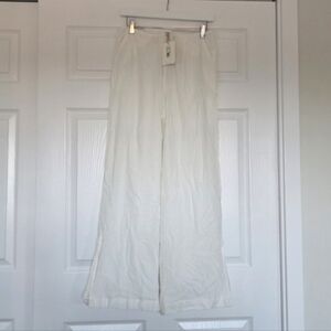 White Wide-Leg Linen Pants